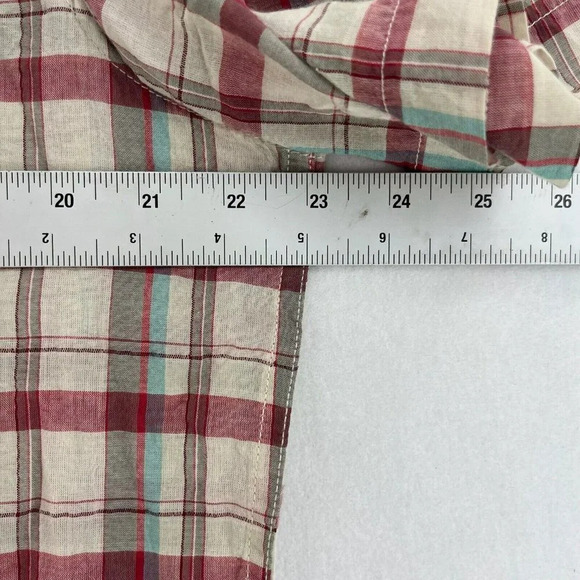 Toad & Co Button-Up Shirt Men's Sz L Red Beige Plaid Collared Chest Pocket - Picture 3 of 12
